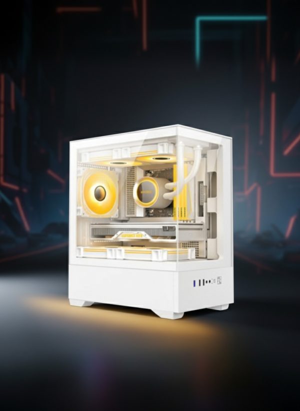 RX-195A White (Glass) Gaming PC Casing - Compact & Sleek